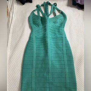 Hervé Leger Teal short dress